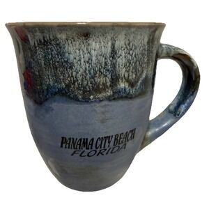 Panama City Beach Florida Blue Reactive Drip Glaze Stoneware Coffee Mug Souvenir